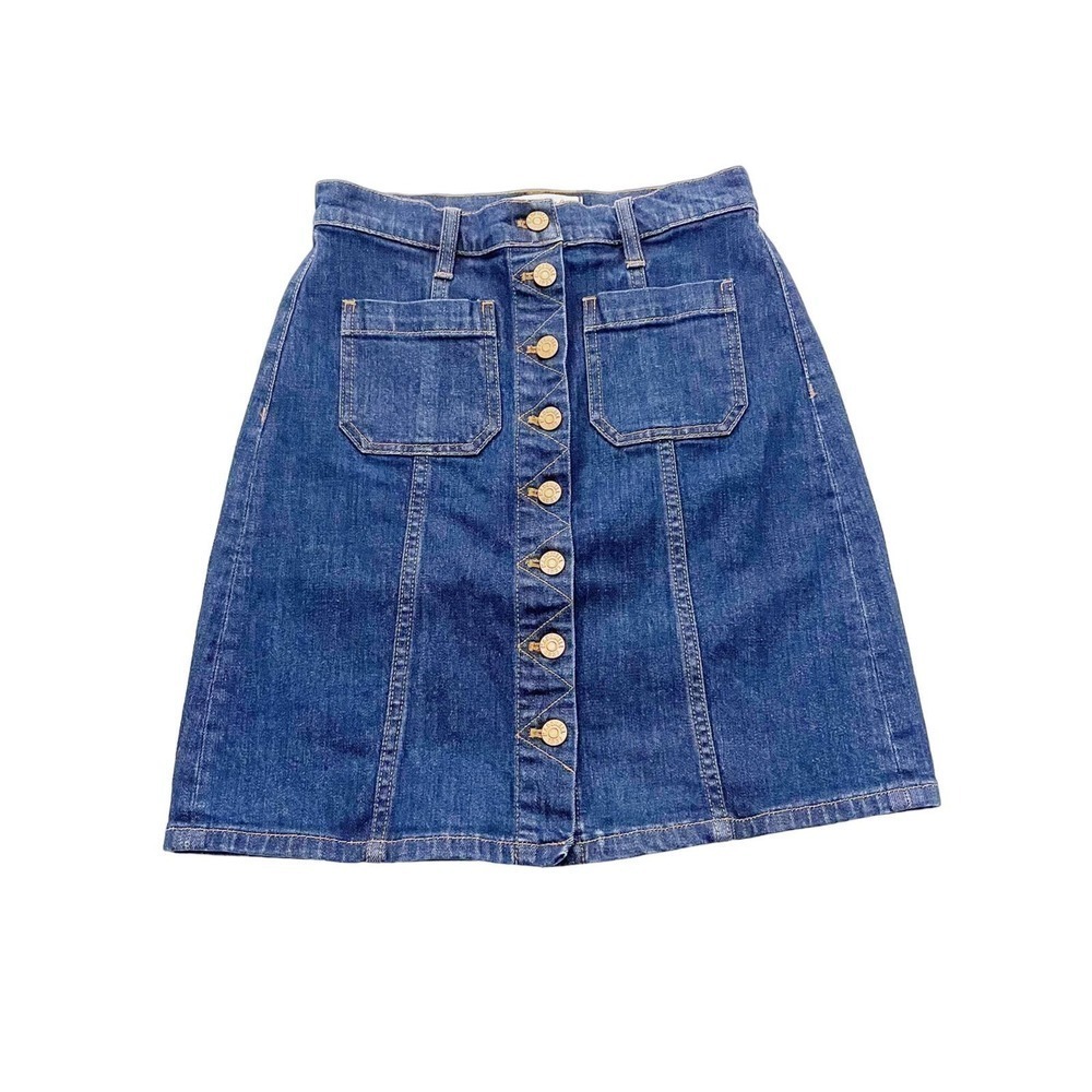 Madewell Dark Wash Denim Jean Button Down Skirt SZ25